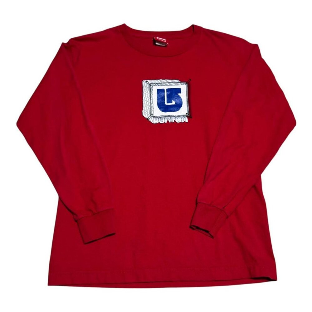 Vintage 2000s Burton Square Logo Red Long Sleeve Shirt Youth Large
